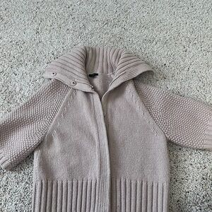 Ann Taylor Chunky Ribbed Shawl-Collar Cardigan - Light Beige